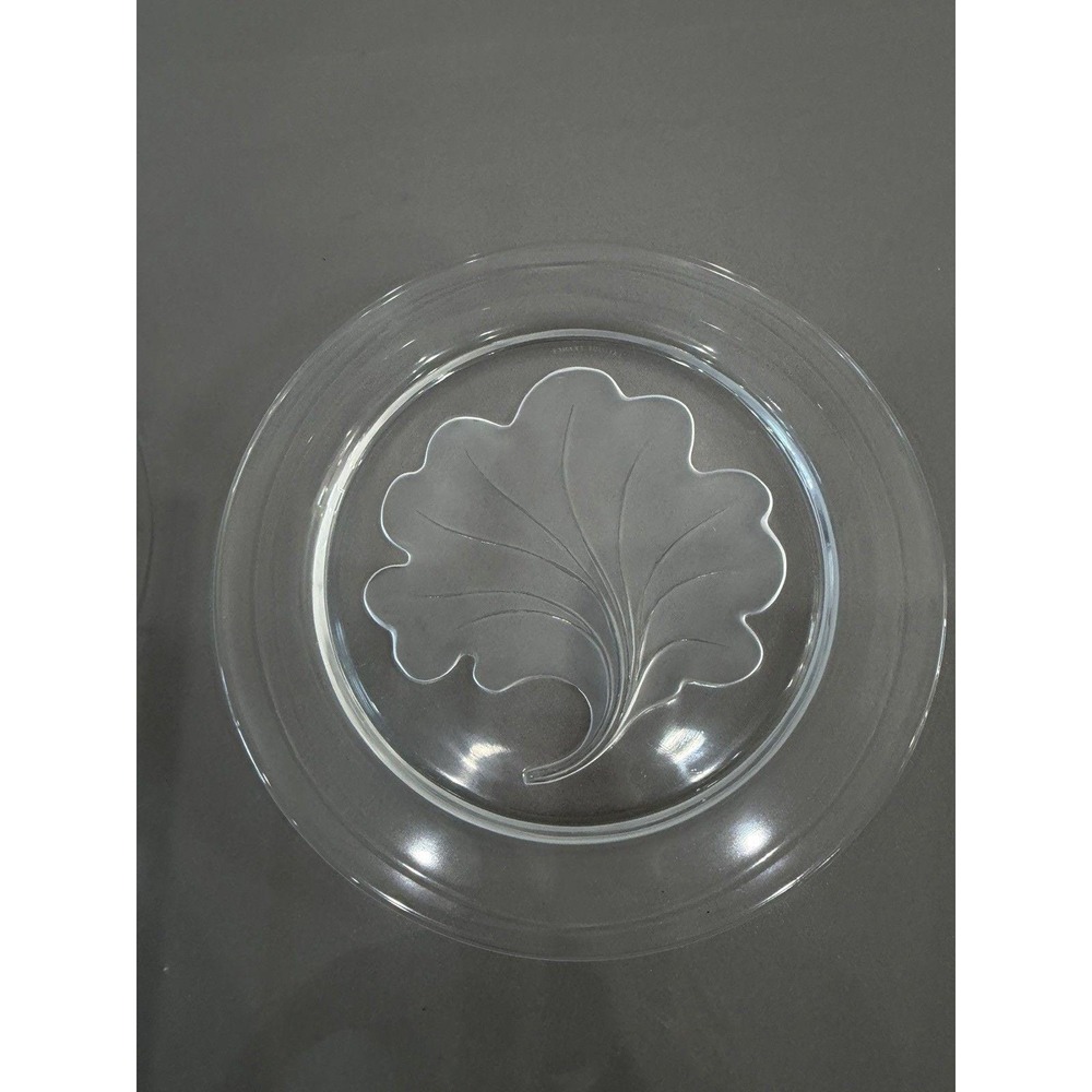 Vtg Signed Lalique France Capucines Crystal 8.25 Inch Luncheon Dessert Plate EUC
